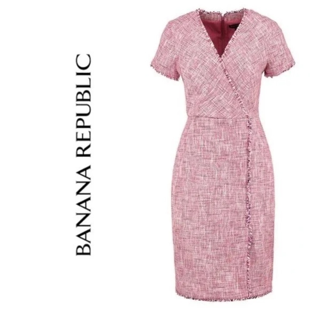 Banana Republic Pink Tweed Sheath Dress